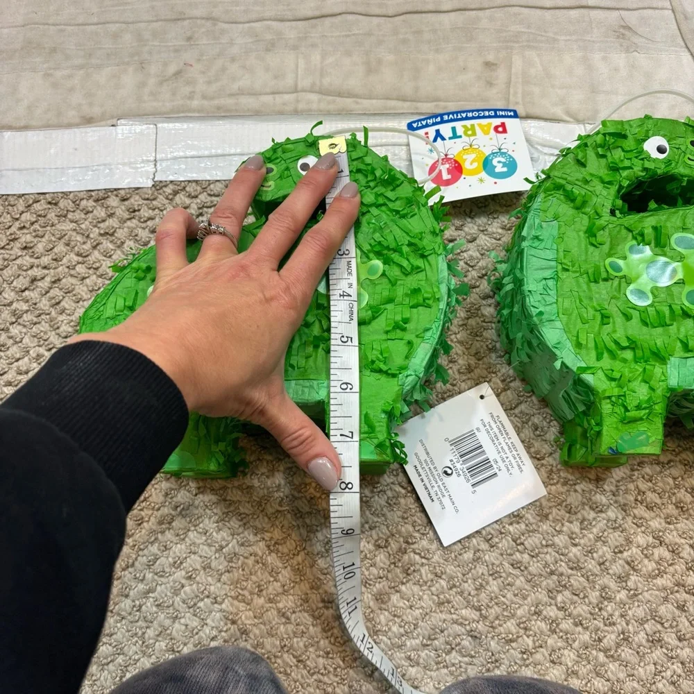 Brand new with Tags Lot of Two‎ Miniature Green Dinosaur Piñatas